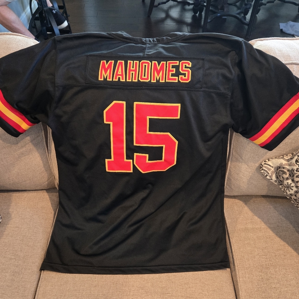 Black Mahomes Jersey with Red and Yellow Accents Size Large